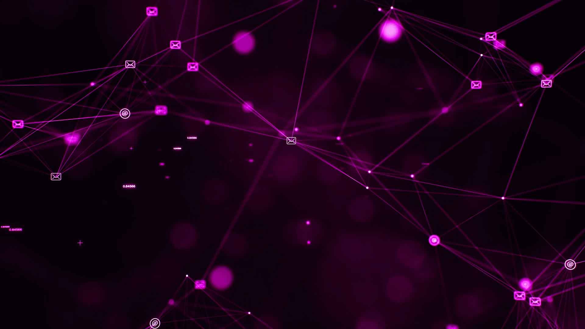 The contact graph rotates slowly, and its vertices are depicted as flickering mail icons